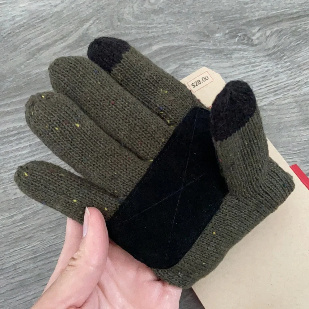 Levi's mens glove winter wear snow Donegal Glove With Leather Patch Olive green - Picture 5 of 14